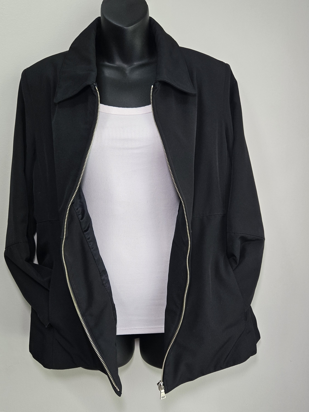 MARC New York Tailored Jacket Womens L Black Lined Chic Lightweight Coat Career